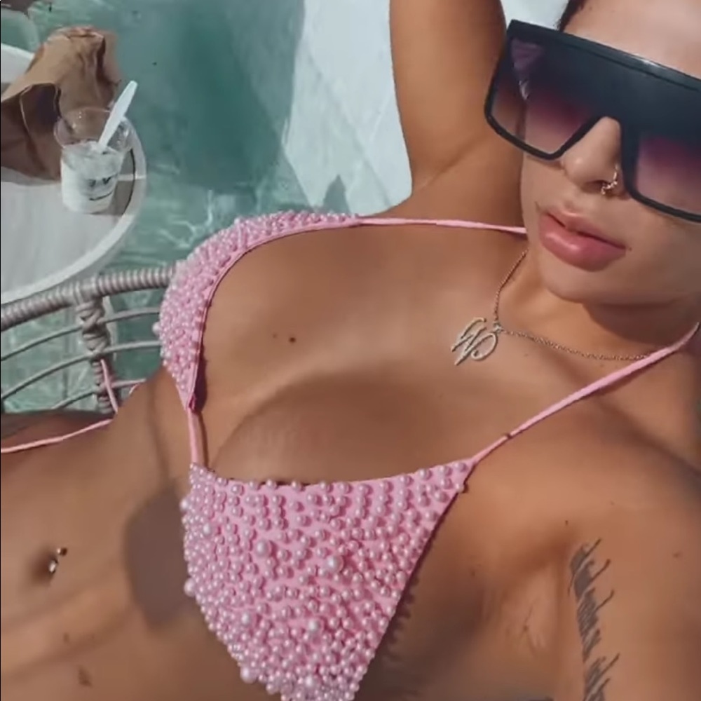 Pink beaded bikini
